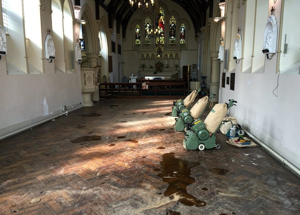 Before church floors/sanding